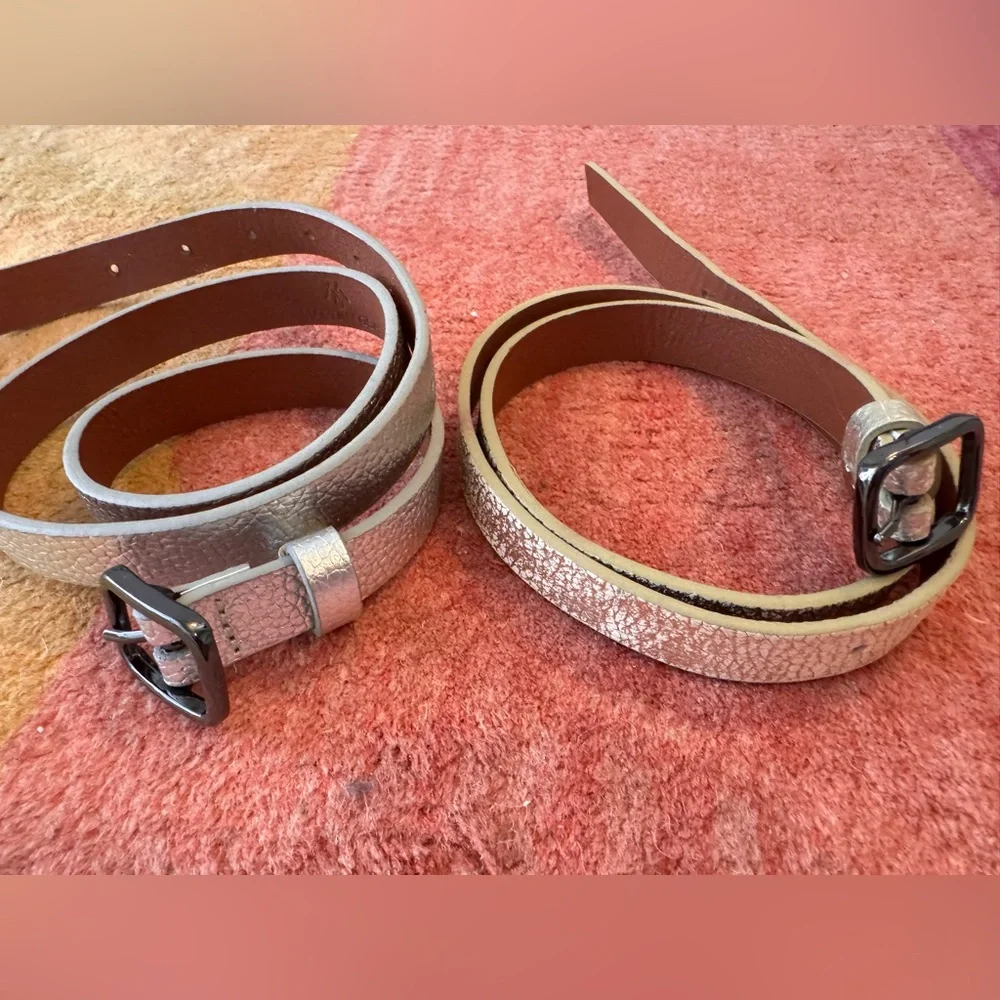 Martin and Osa thin leather belt bundle silver and gold - Picture 3 of 8